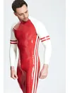 Male Biceps Two Horizontal Stripes Blaze Raglan-sleeved Latex Catsuit