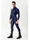 Diamond Pattern Highlighting Stripes Male Neck Entry Latex Catsuit Diamond Pattern Highlighting Stripes Male Neck Entry Latex Catsuit