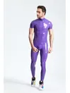 Male Leotard Pattern Seaming Short Sleeves Back Zip Latex Catsuit