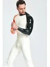 Male Contrast Coloured Sleeves Mid-height Neck Collar Sixtyniner Latex Catsuit