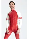 Male Biceps Two Horizontal Stripes Blaze Raglan-sleeved Latex Catsuit