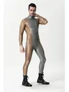 Translucent Sleeves and Sides Body Silver Sleek Front-zip Latex Catsuit