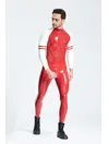 Male Biceps Two Horizontal Stripes Blaze Raglan-sleeved Latex Catsuit