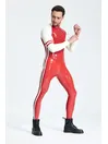 Male Biceps Two Horizontal Stripes Blaze Raglan-sleeved Latex Catsuit