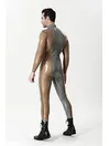 Translucent Sleeves and Sides Body Silver Sleek Front-zip Latex Catsuit