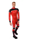 Neck Collar Crossover Velcro Fastening Front Zipper Latex Catsuit