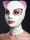 Catwomen Mask Eyelashes Pink Cat Ears Open Eyes Open Mouth Latex Hood