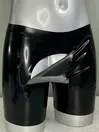 Black Sailor Front Rear Zip Latex Shorts