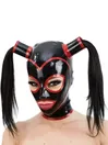 Rubber Mask Latex Hood with Ponytail