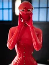 Red Party Mask Detachable Latex Hood Red Party Mask Detachable Latex Hood