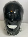 Black Mask Pin Hole Eyes Open Mouth Latex Hood Black Mask Pin Hole Eyes Open Mouth Latex Hood