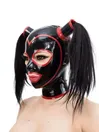 Rubber Mask Latex Hood with Ponytail