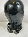 Black Mask Pin Hole Eyes Open Mouth Latex Hood Black Mask Pin Hole Eyes Open Mouth Latex Hood