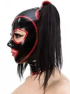 Rubber Mask Latex Hood with Ponytail
