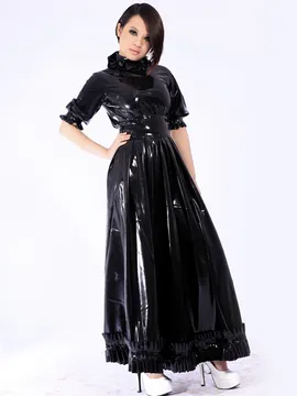 Natural Latex Costume Shiny Black Latex Dress