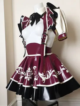 Pleated Rubber Clothing Latex Maid Dress