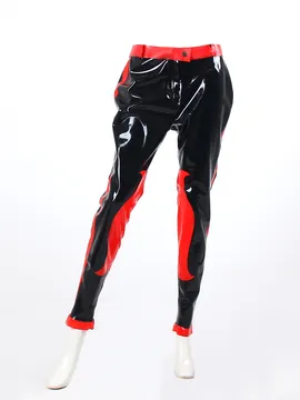 Rubber Fetish Latex Clothing Color-block Slacks Custom-made Fetish Handmade