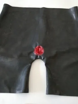 Supply Rubber Fetish Latex Underwear Attached Anal Sheath Front Zipper Sexy Shorts Customize for Men