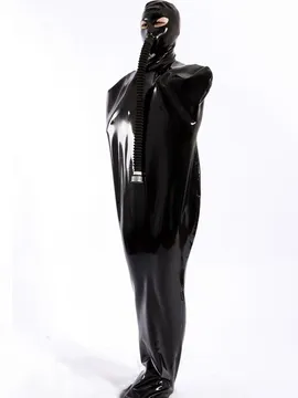 Natural Latex Clothing Black Sleevesless Catsuit Unisex Full Body Latex Catsuit