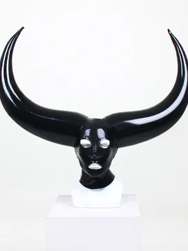 Supply Natural Latex Long Horns Mask Inflatable Hood Latex Inflatable Mask