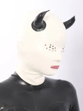 Supply Nature Latex Head Cover White Devil Pattern Mask Latex Hood