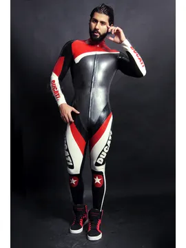 Men Racer Suit Latex Catsuit Cycling Apparel