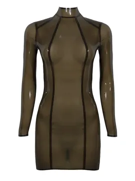 Supply Women Vertical Lines Latex Mini Dress