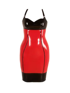 Supply Striking Red Latex Slim Sling Dress