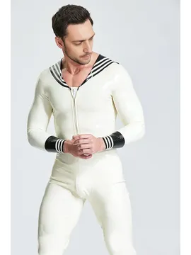 Sailor Flap Collar Ship Ahoy Latex Jumpsuit