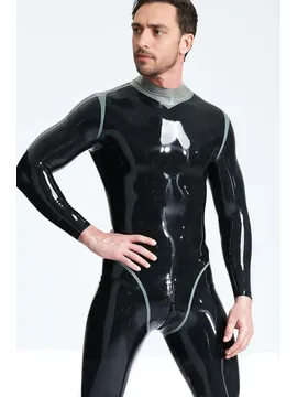 Male Contrast Color Trim Andromeda Latex Catsuit