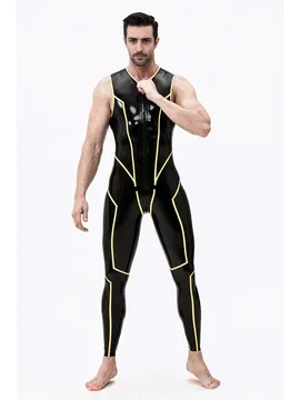 Male Wolverine Sleeveless Round Neck Latex Catsuit