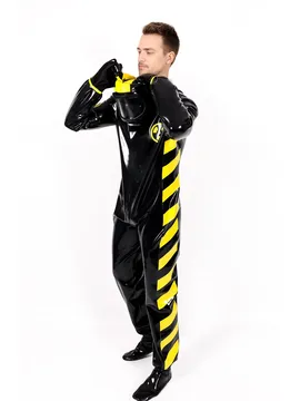 Male Gasmask Biohazard Pattern Latex Protection Suit
