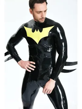Male Front Chest Batwing Pattern Sailor Latex Catsuit