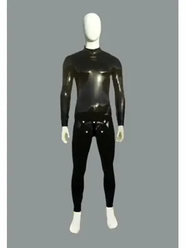 Rear Zip Full Length Latex Catsuit with Cod piece