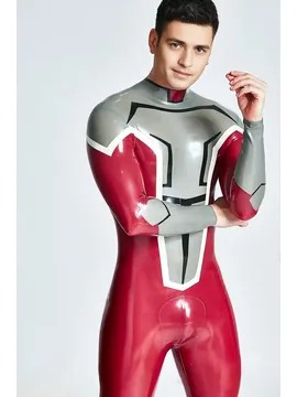 Fake Arm Gauntlets and Leg Gauntlets Pattern Dynamo Back Zipper Latex Catsuit