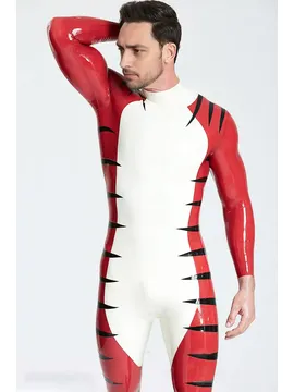Snowshoe Cat Tigris Effect Raglan-style Sleeves Latex Catsuit