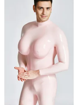 Male Silicone Breasts Big Boobs Latex Latex Catsuit