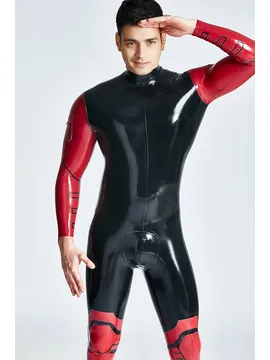 Flaps Small Pockets Defender Back Zipper Latex Catsuit