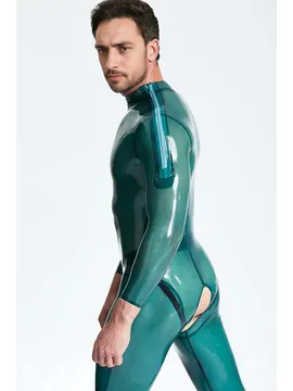 Leotard Pattern Open-crotch Shoulder Zipper Latex Catsuit