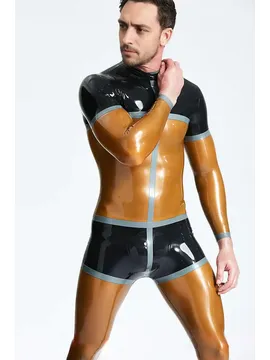 Fake Socks Vertical Stripes Sporty Latex Catsuit