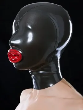 Red Mask Red Condom Nostrils Latex Hood