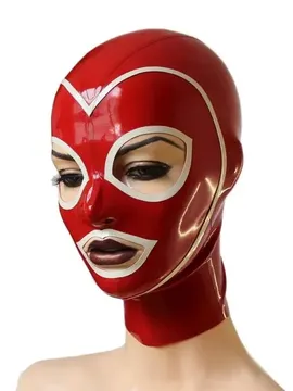 Latex Hood with Line Trim Face and Back Zipper