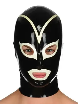 Black White Back Zipper Funny Latex Hood
